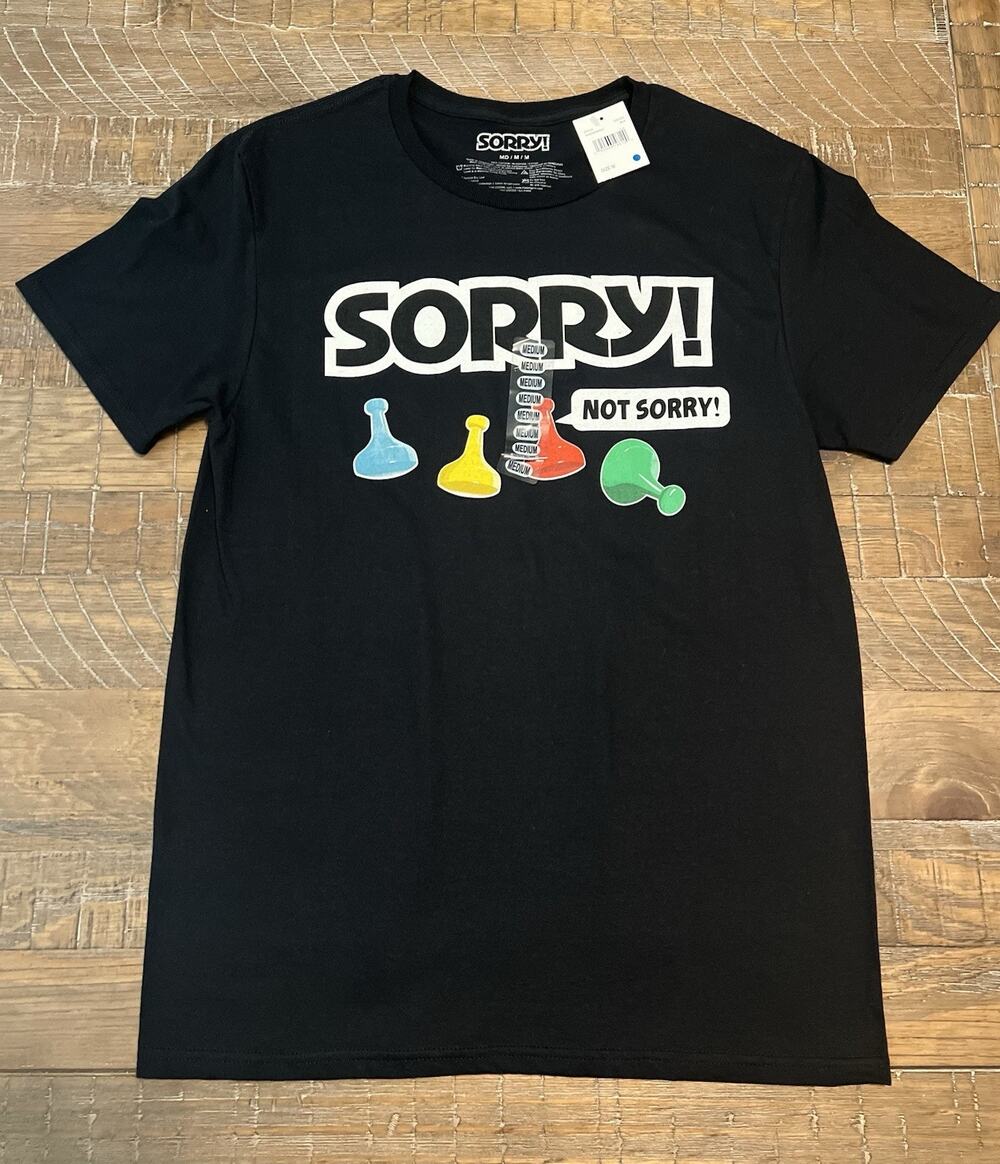 Sorry Board Game Men’s Graphic Tee Size Medium NWT Short Sleeve T-shirt Casual
